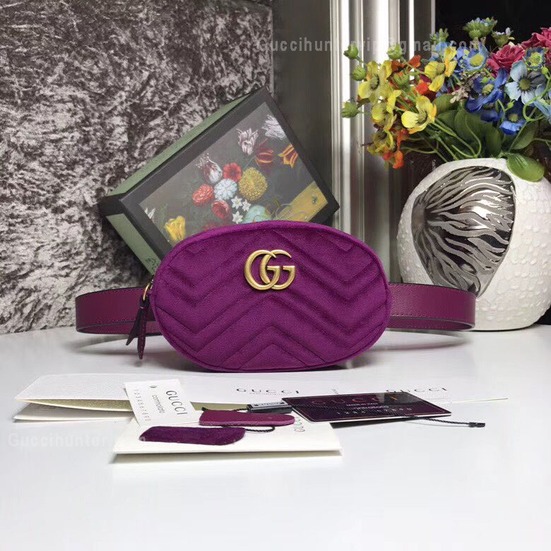 Gucci GG Marmont Matelassé Leather Belt Bag Lilac 476434